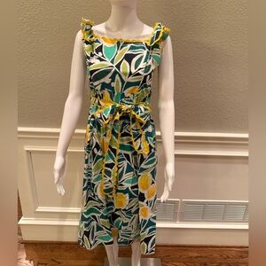 Stellah Green and Yellow Leaf Print Midi Dress